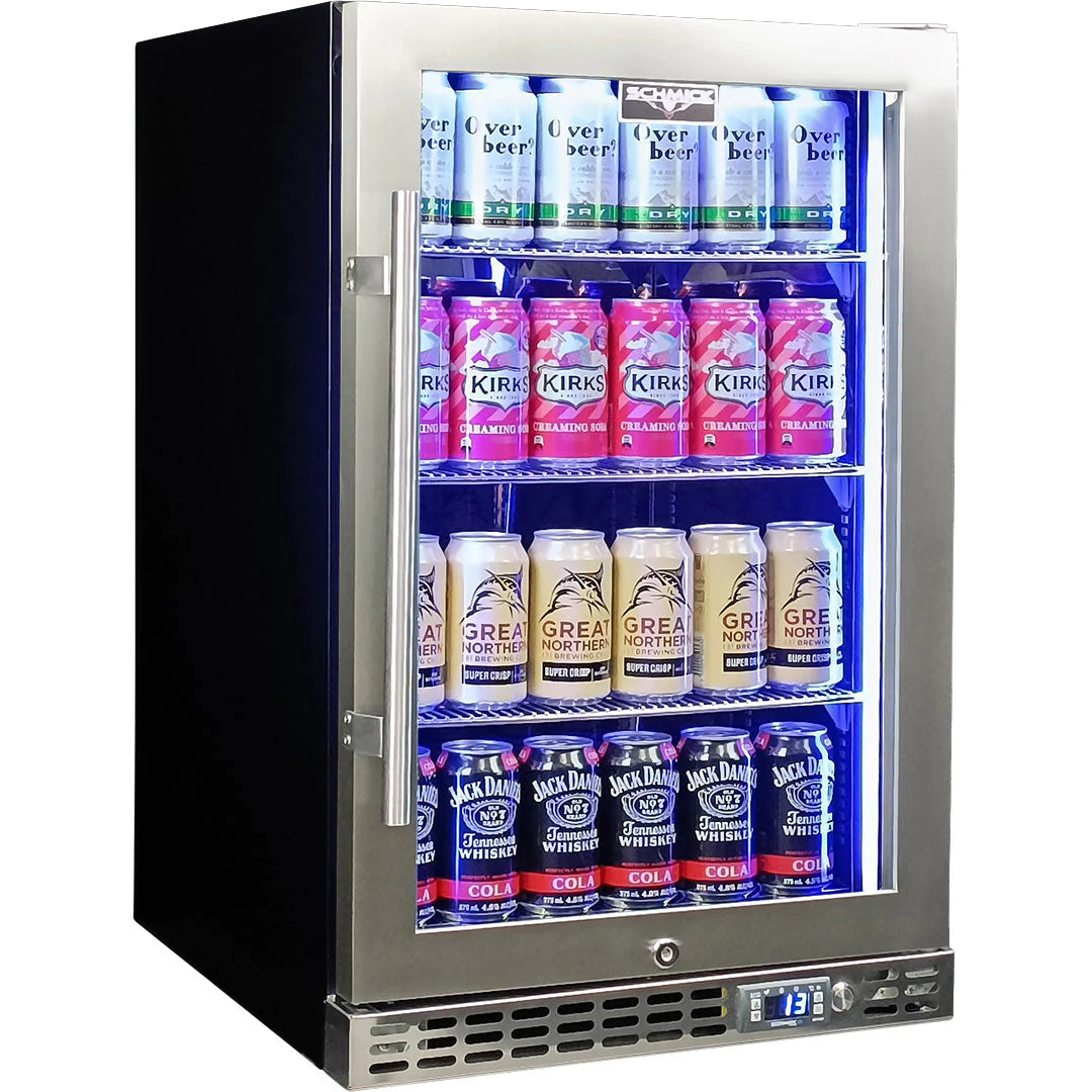 Schmick Quiet Running Under Bench Heated Glass Door 121L Bar Fridge