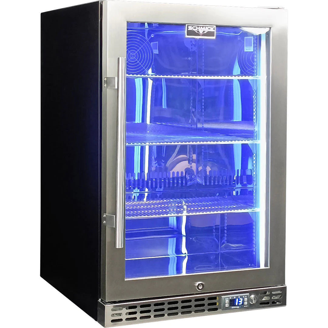 Schmick Quiet Running Under Bench Heated Glass Door 121L Bar Fridge