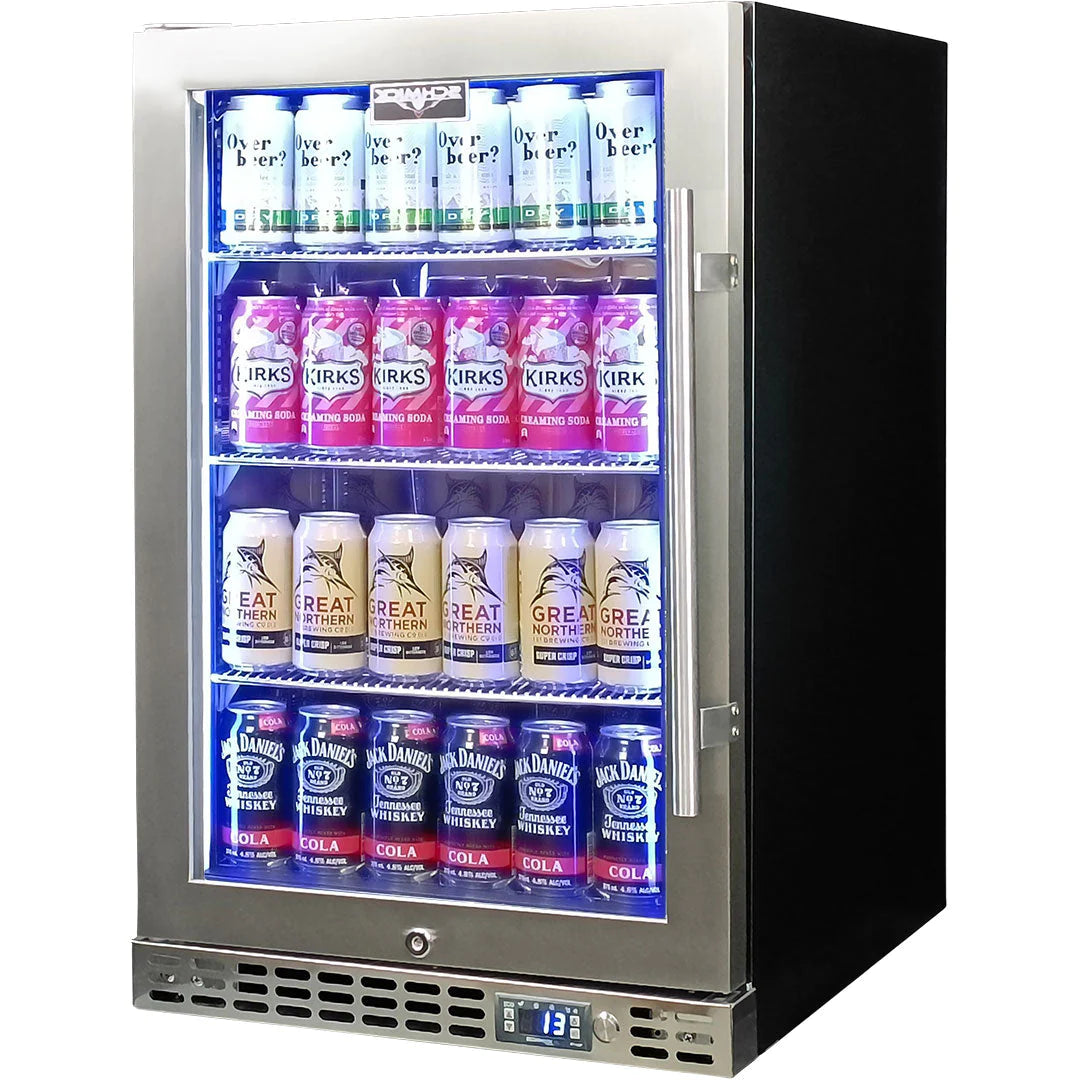 Schmick Quiet Running Under Bench Heated Glass Door 121L Bar Fridge