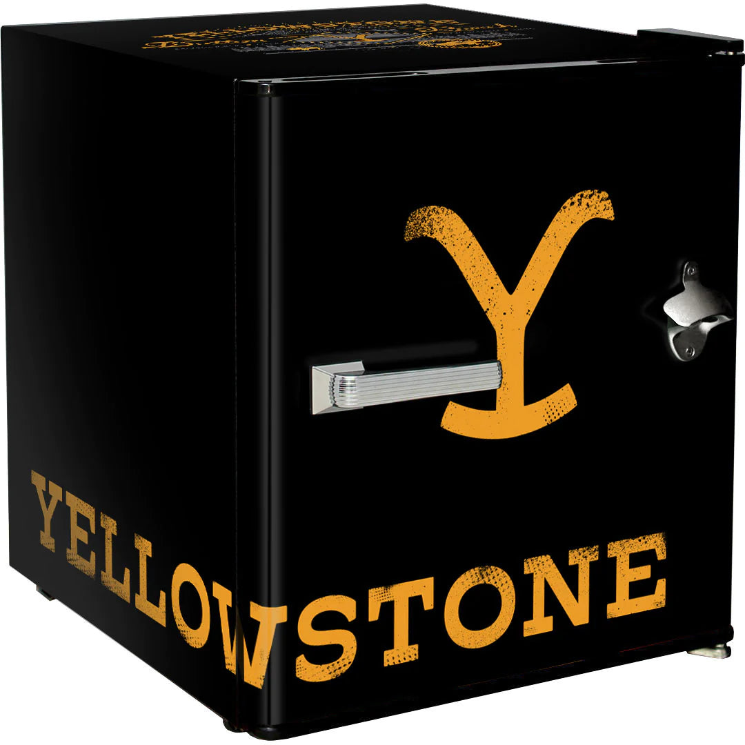 Yellowstone Retro Black Vintage Mini 46L Bar Fridge With Opener