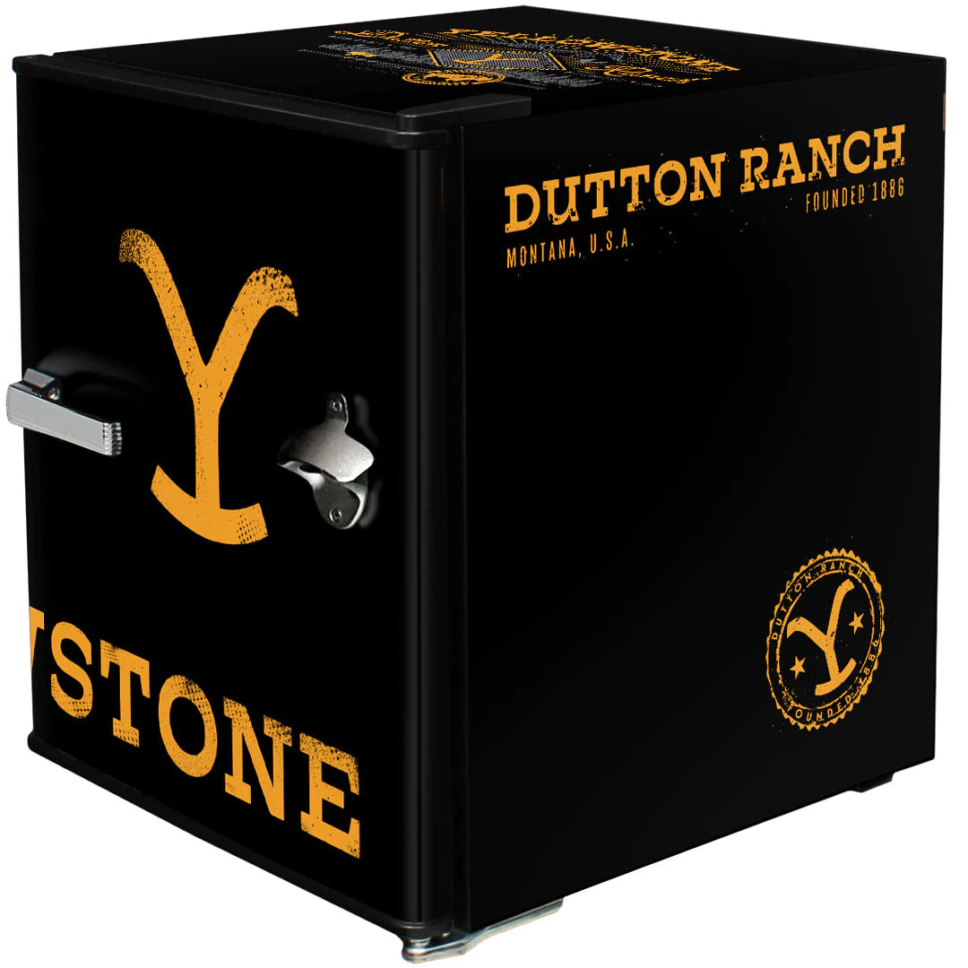 Yellowstone Retro Black Vintage Mini 46L Bar Fridge With Opener