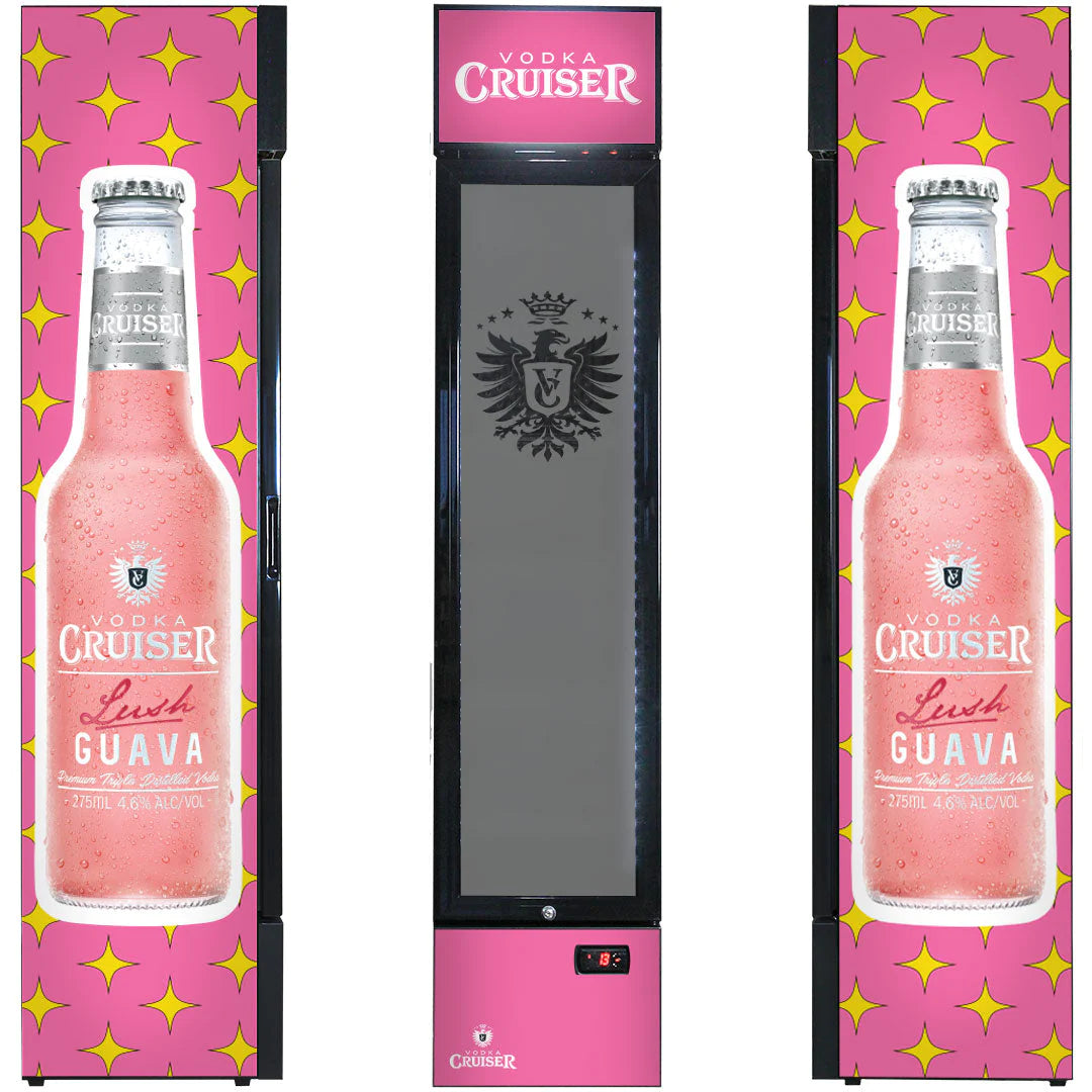 Vodka Cruiser Pink Branded 160L Upright Bar Fridge