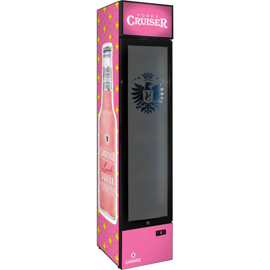 Vodka Cruiser Pink Branded 160L Upright Bar Fridge