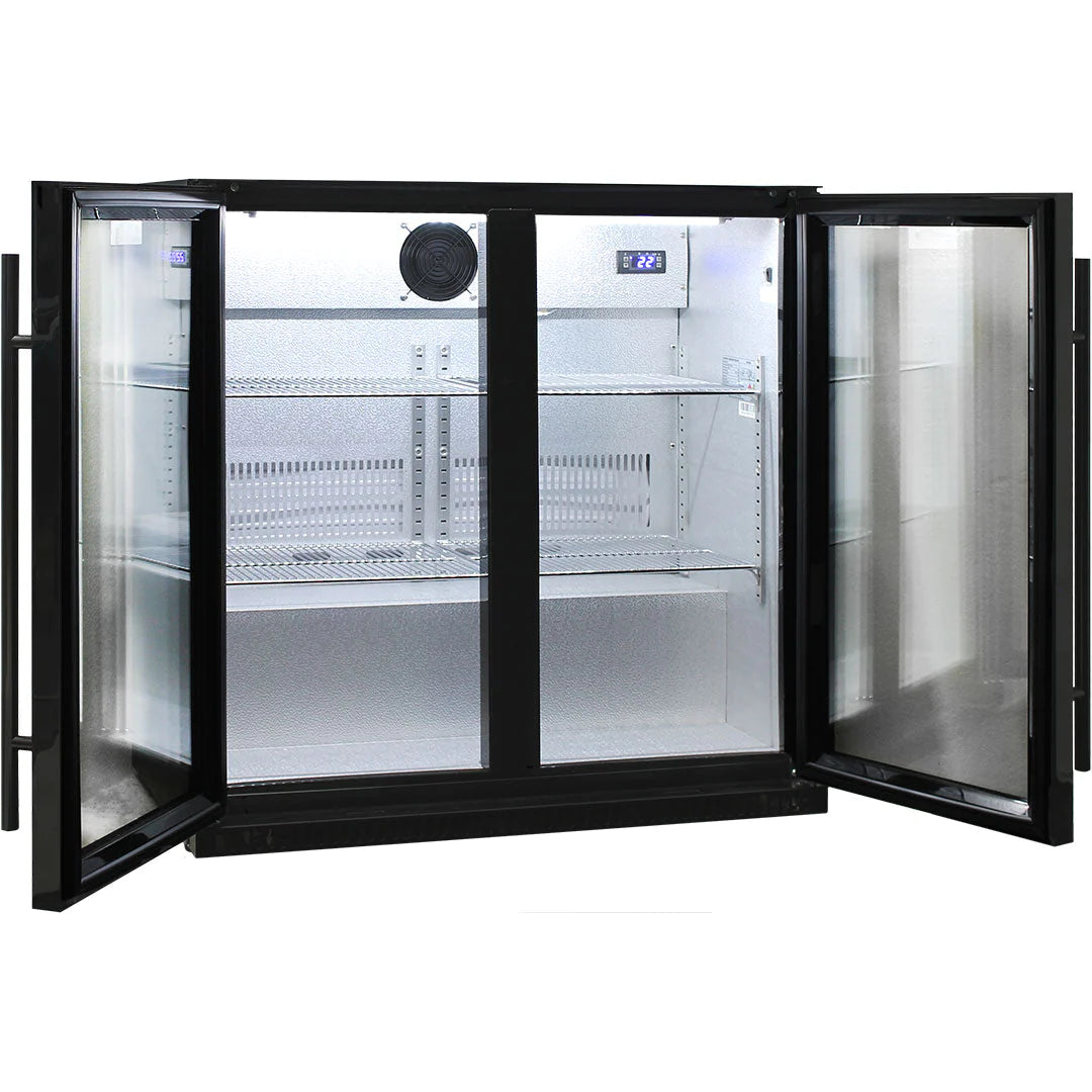 Schmick Black 190L Bar Fridge 2 Door With Heated Glass