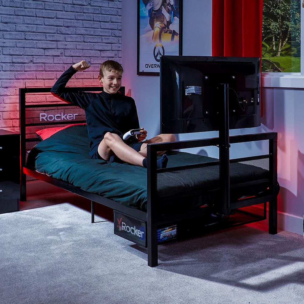 X Rocker Basecamp Single Bed with TV Mount - Black