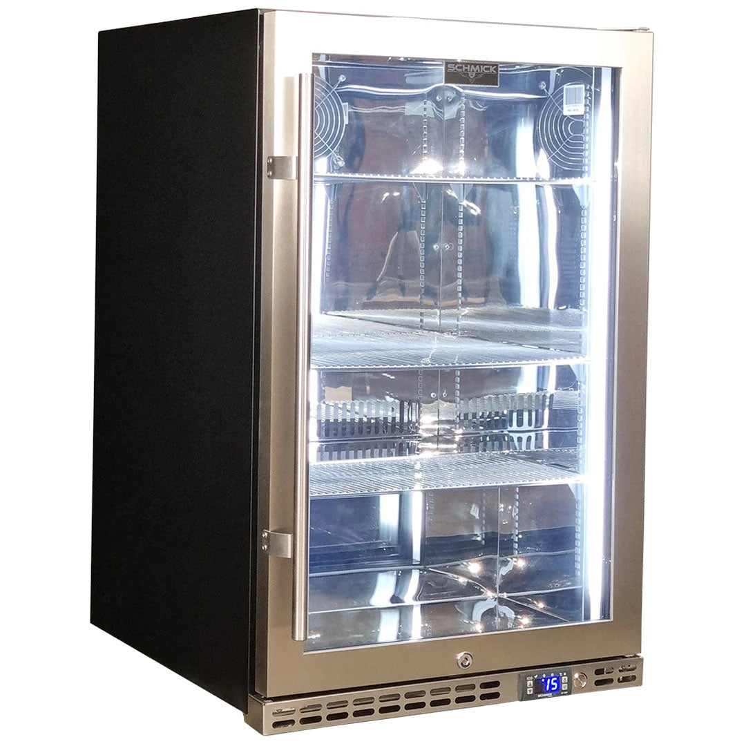 Schmick Stainless Steel Quiet Front Venting Glass Door 164L Bar Fridge