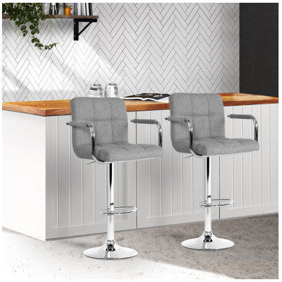 Grey Adjustable Bar Stool with Armrest - Set of 2