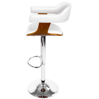 Artiss Wooden PU Leather Bar Stool - White and Chrome