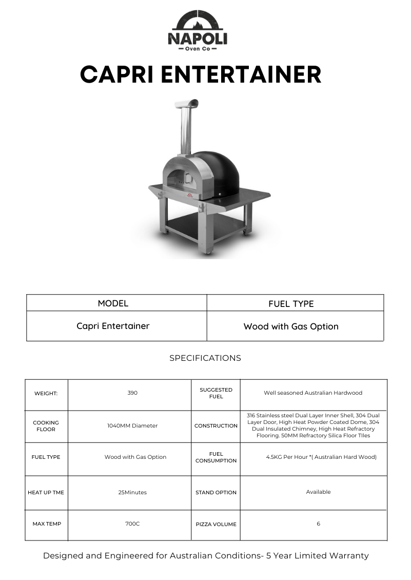 Napoli Capri Entertainer 1100 Wood Fired Pizza Oven