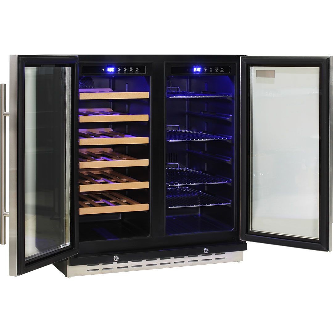 Under Bench Beer And Wine Dual Zone Bar Fridge