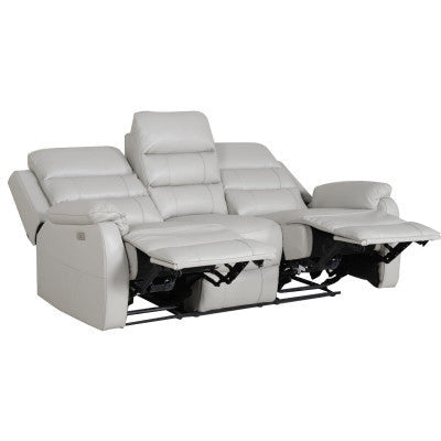 Royal 3pc 5 Seater Leather Electric Recliner Home Theatre Sofa Lounge Set Grey